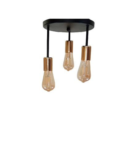 Chandelier - Metal & Glass - Black & Gold- 23 x 23 cm