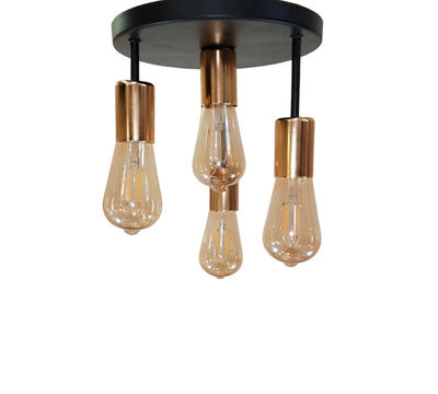 Chandelier - Metal & Glass - Black & Gold- 23x 23cm