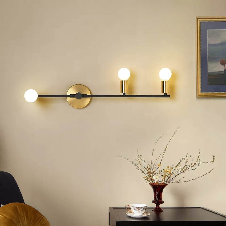 Chandelier - Metal & Glass - Black & Gold- 15 x 60cm