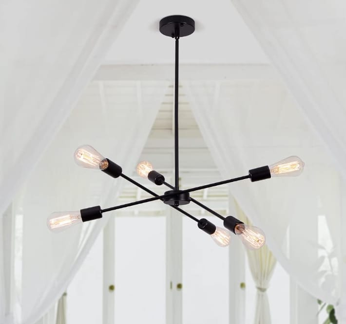 Chandelier - Metal & Glass - Black- 60 x 55 cm