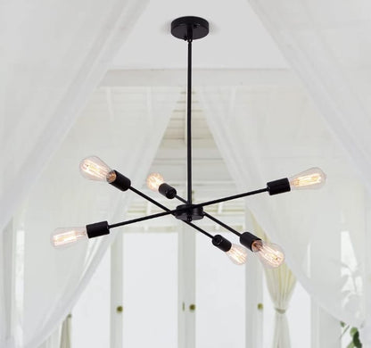 Chandelier - Metal & Glass - Black- 60 x 55 cm