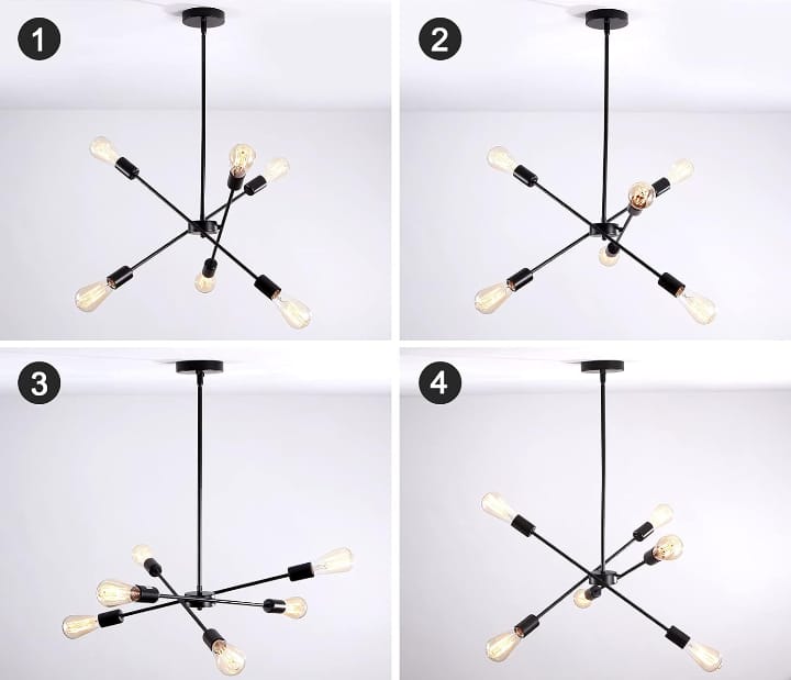 Chandelier - Metal & Glass - Black- 60 x 55 cm