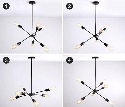 Chandelier - Metal & Glass - Black- 60 x 55 cm