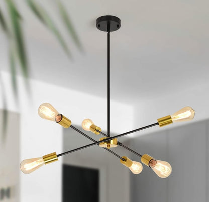 Chandelier - Metal & Glass - Black & Gold- 60 x 55 cm