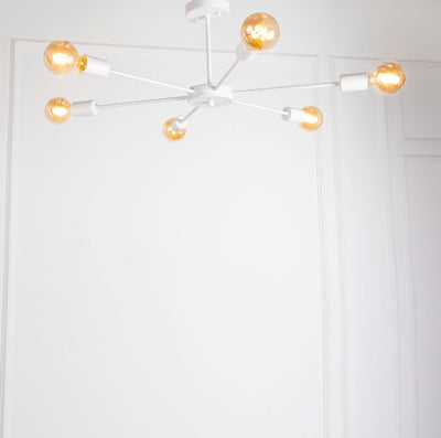 Chandelier - Metal & Glass - White - 30 x 60 cm
