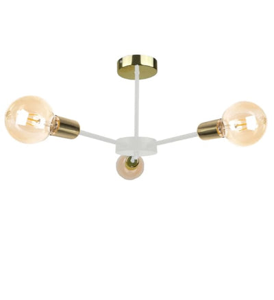 Chandelier - Metal & Glass - White & Gold - 25x 50 cm