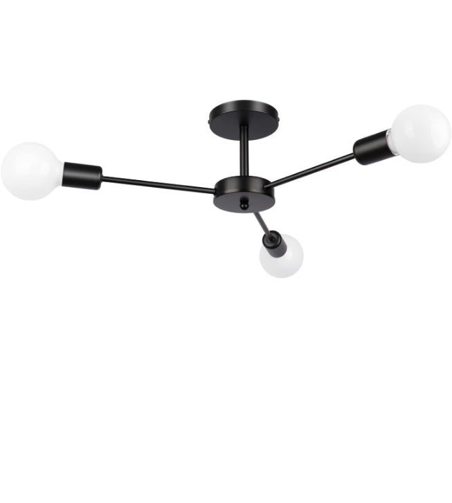 Chandelier - Metal & Glass - Black- 25x 50 cm