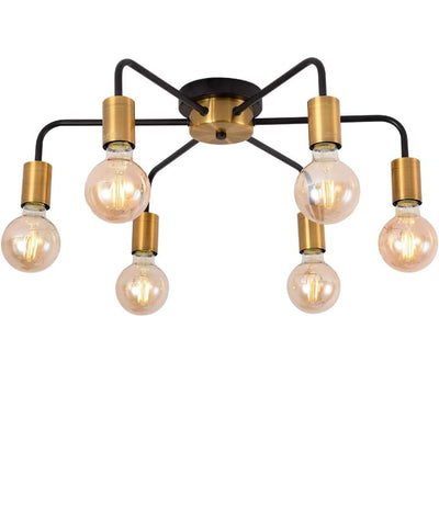 Chandelier - Metal & Glass - Black & Gold - 25x 60cm