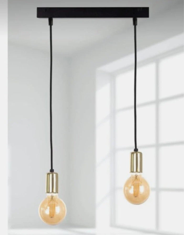 Chandelier - Metal & Glass - Black & Gold- 60 x 30cm