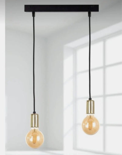 Chandelier - Metal & Glass - Black & Gold- 60 x 30cm