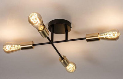 Chandelier - Metal & Glass - Black & Gold- 15x 45cm