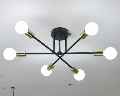 Chandelier - Metal & Glass -  Black & Gold- 20 x 45 cm