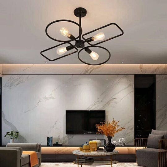 نجفة - معدن وزجاج - اسود - 60 × 35سم
