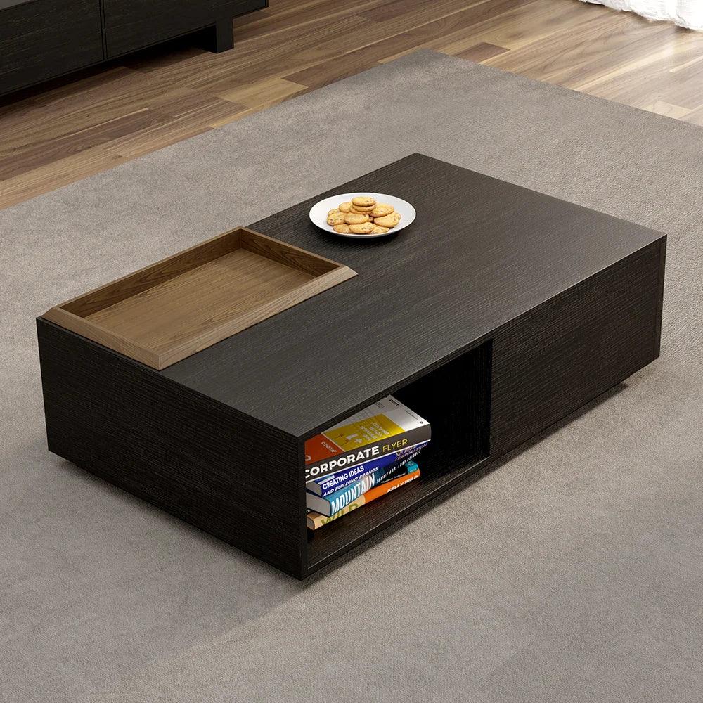 Coffee table - MDF wood - Black & Brown - 100x50x40 cm - Cataloug