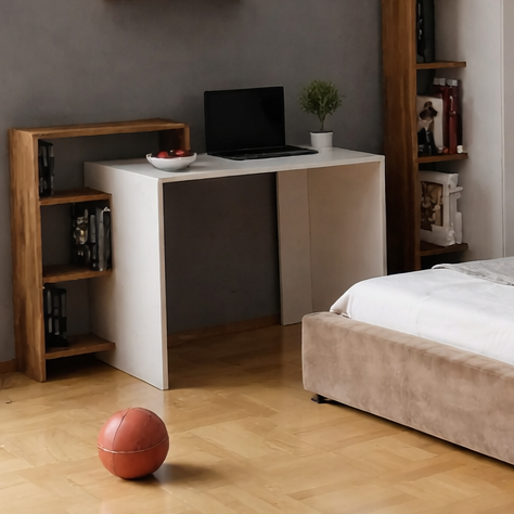 Full Teen Bed Room - MDF Wood - White & Brown