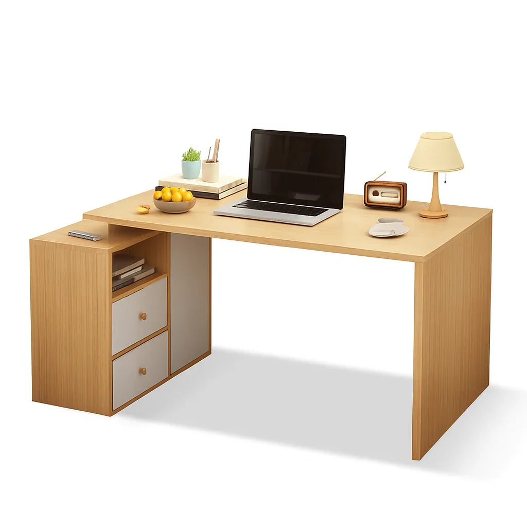 Desk - MDF Wood - Beige & White - 140x60x75 cm - Cataloug