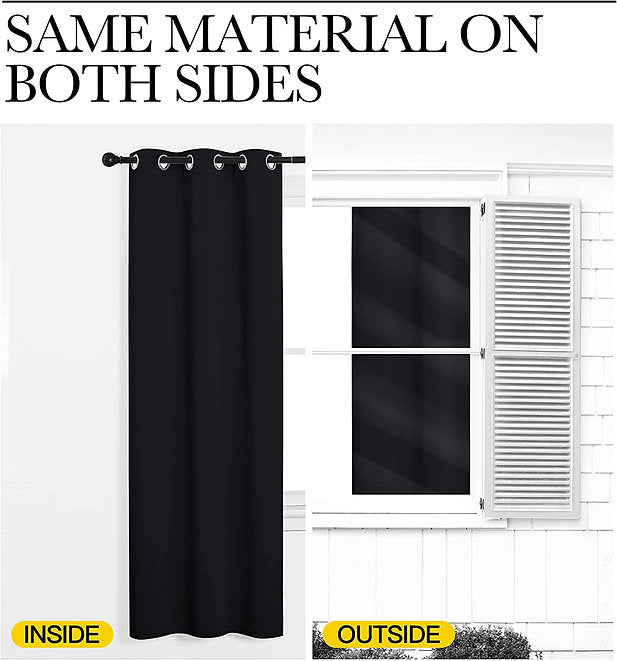 Curtains Blackout - Black -132 x 214cm