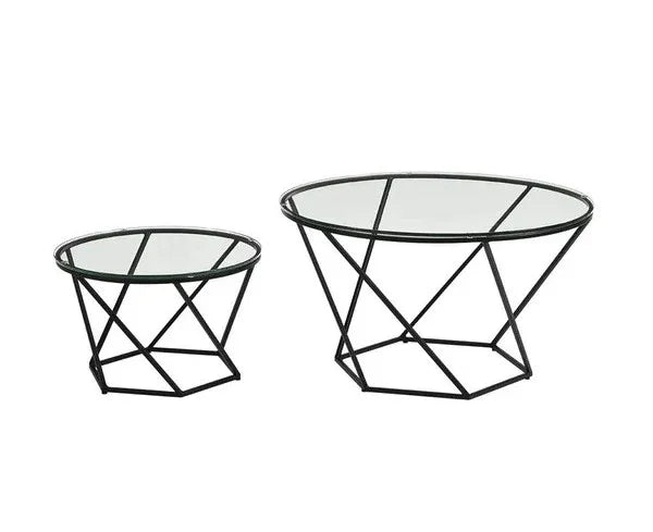 Coffee Table - Steel - Glass - Black - 80x50x50 cm - Cataloug