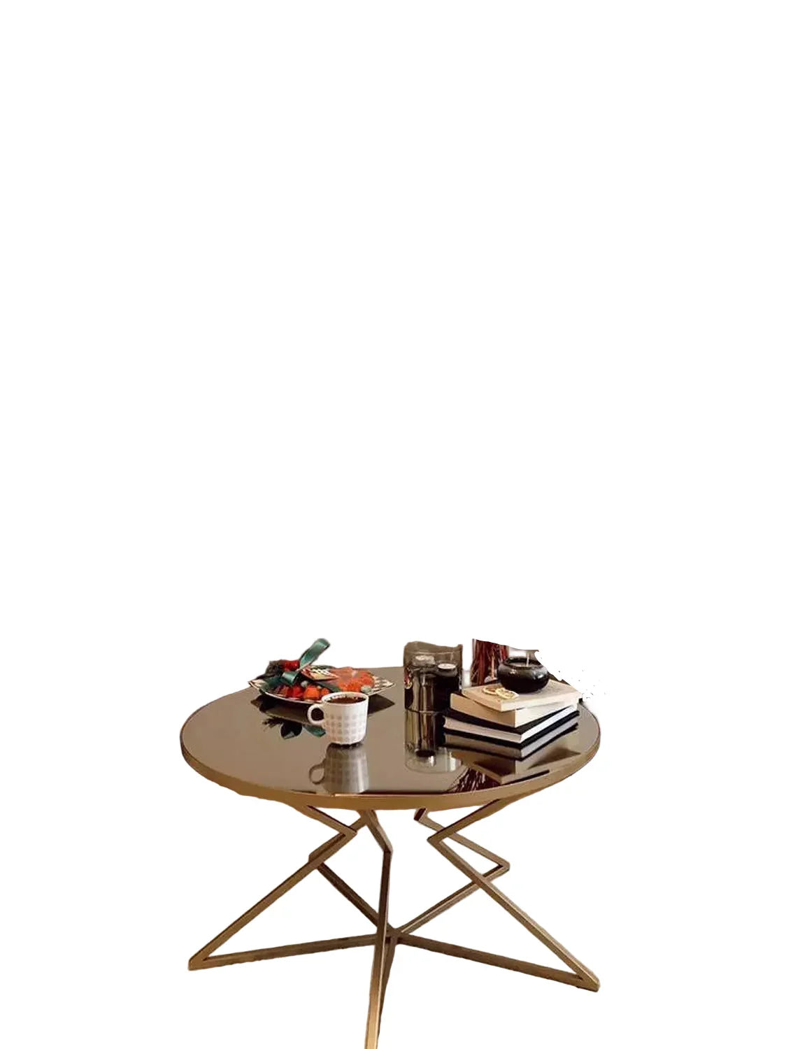 Coffee Table - Steel - Glass - Gold - 75x75x50 cm - Cataloug