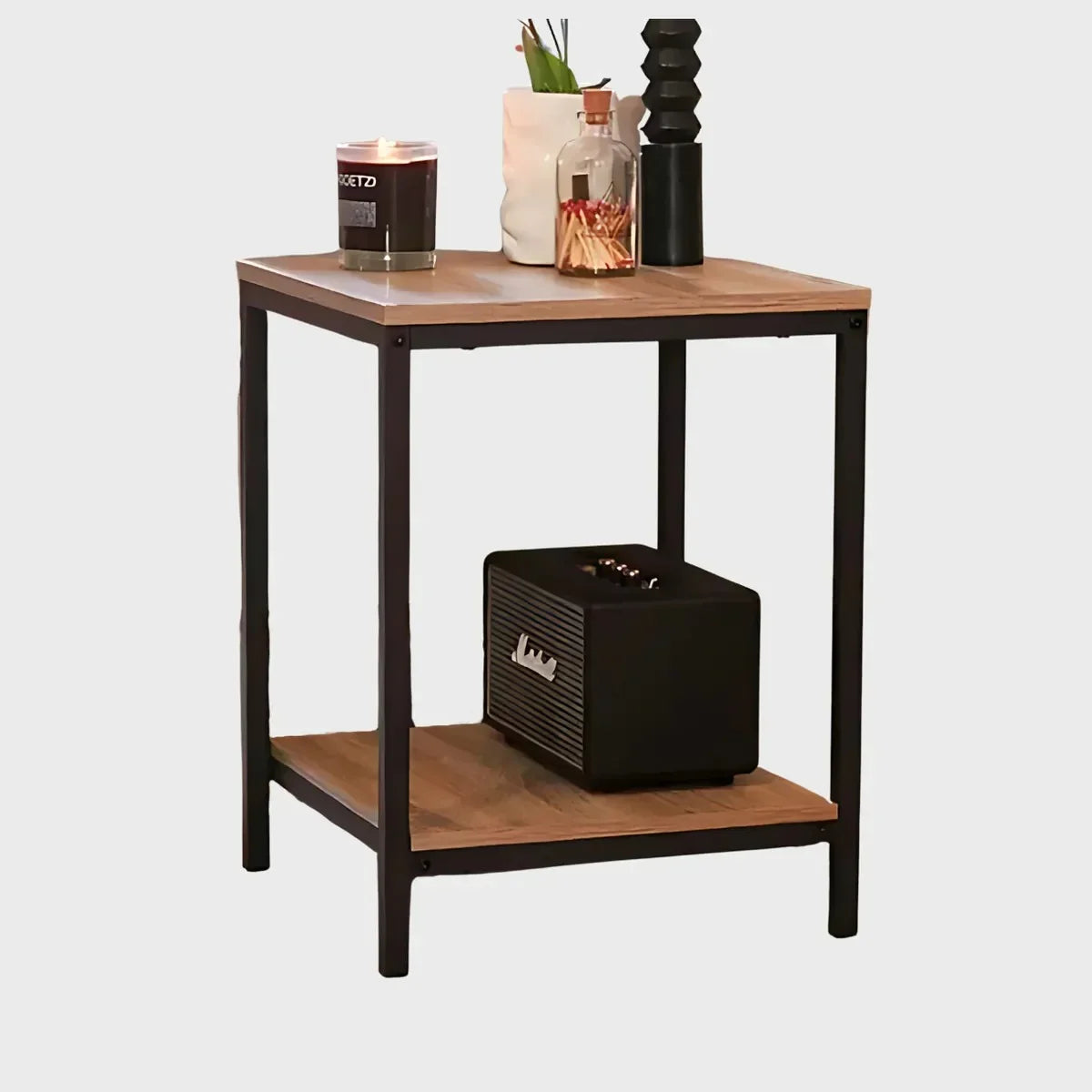 Side Table - Steel - MDF - Black - 40x50x60 cm - Cataloug