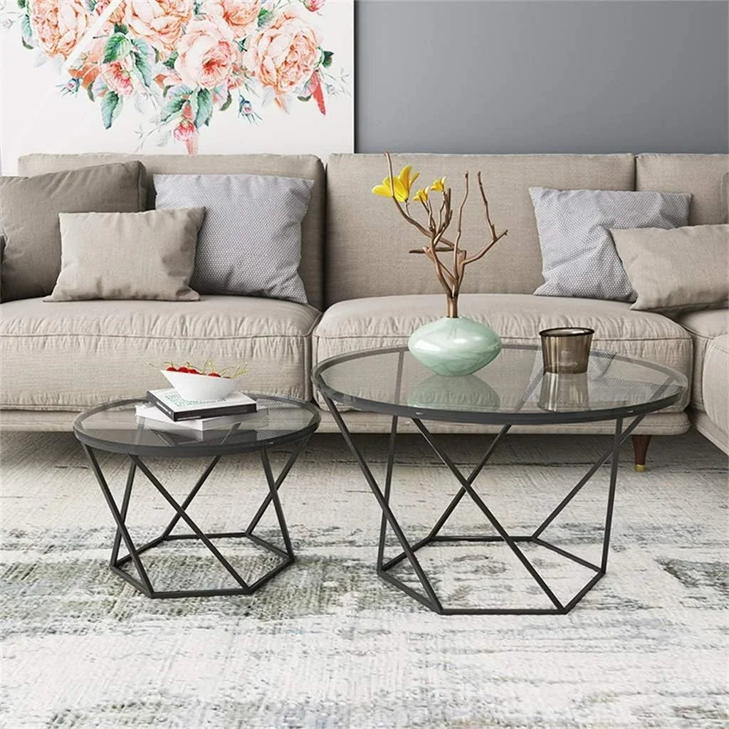 Coffee Table - Steel - Glass - Black - 80x50x50 cm - Cataloug