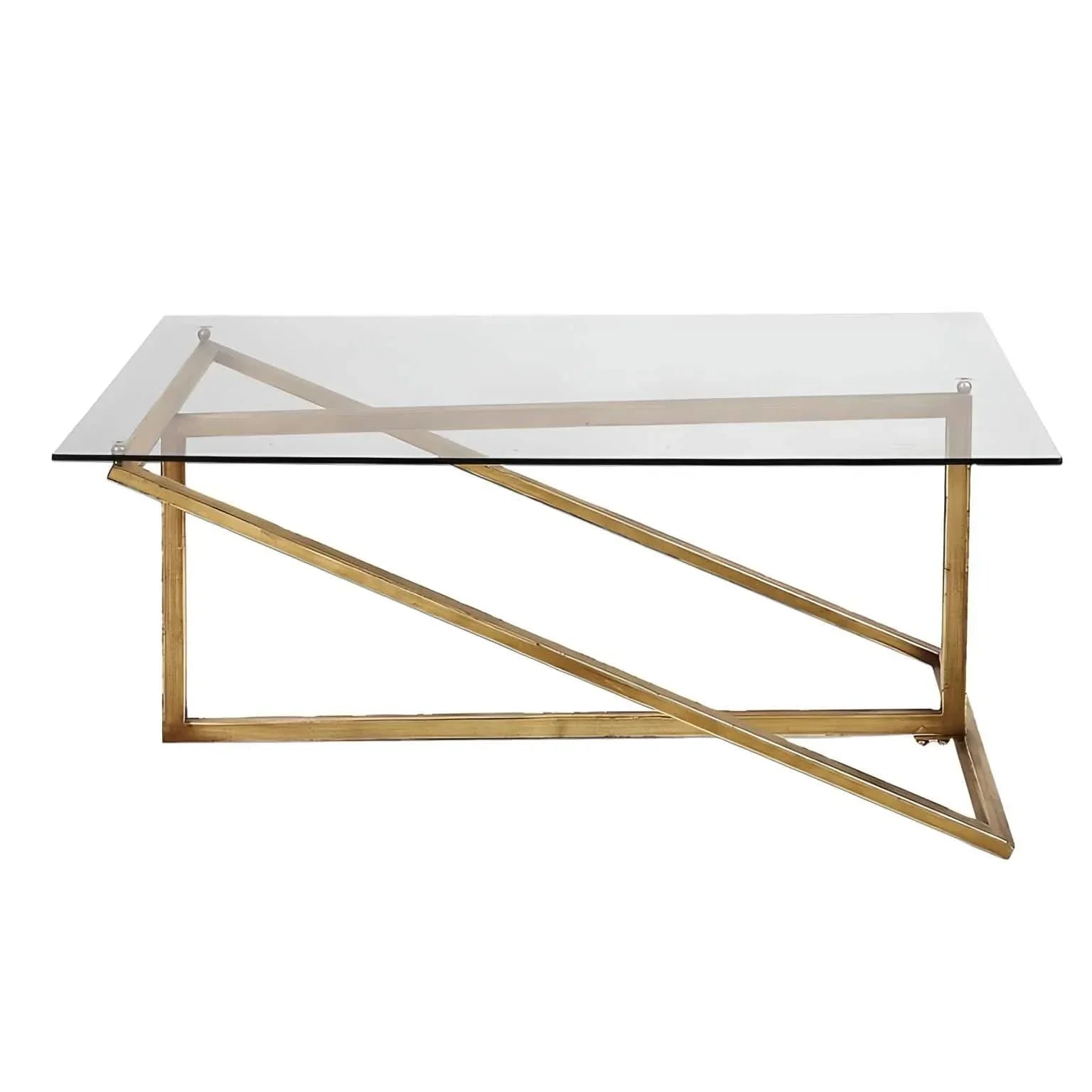 Coffee Table - Steel - Glass - Gold - 90x40x40 cm - Cataloug