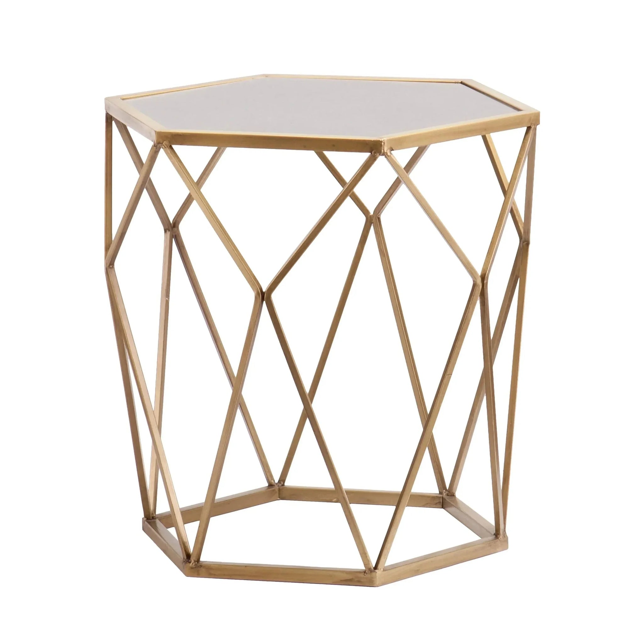 Side Table - Steel - Glass - Gold - 50x50x60 cm - Cataloug