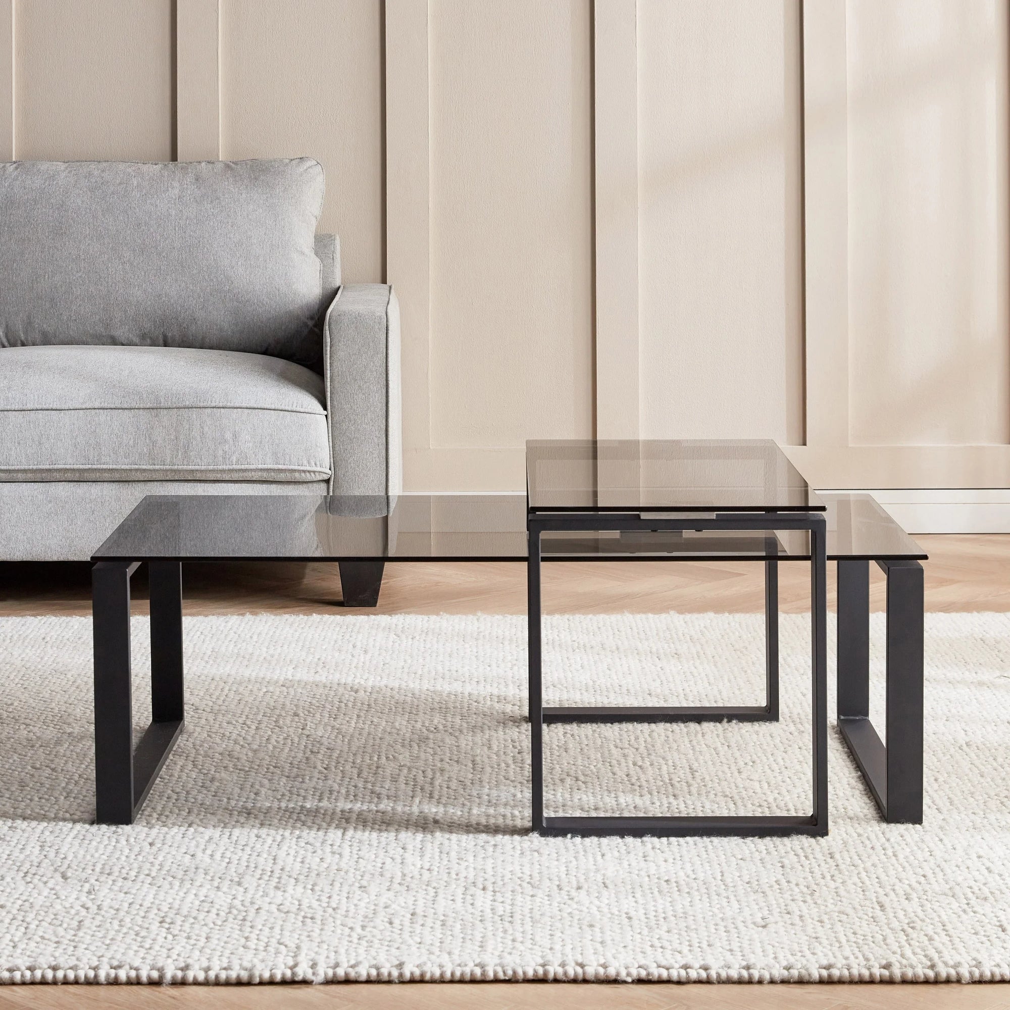 Coffee Table - Steel - Glass - Black - 100x50x50 cm - Cataloug