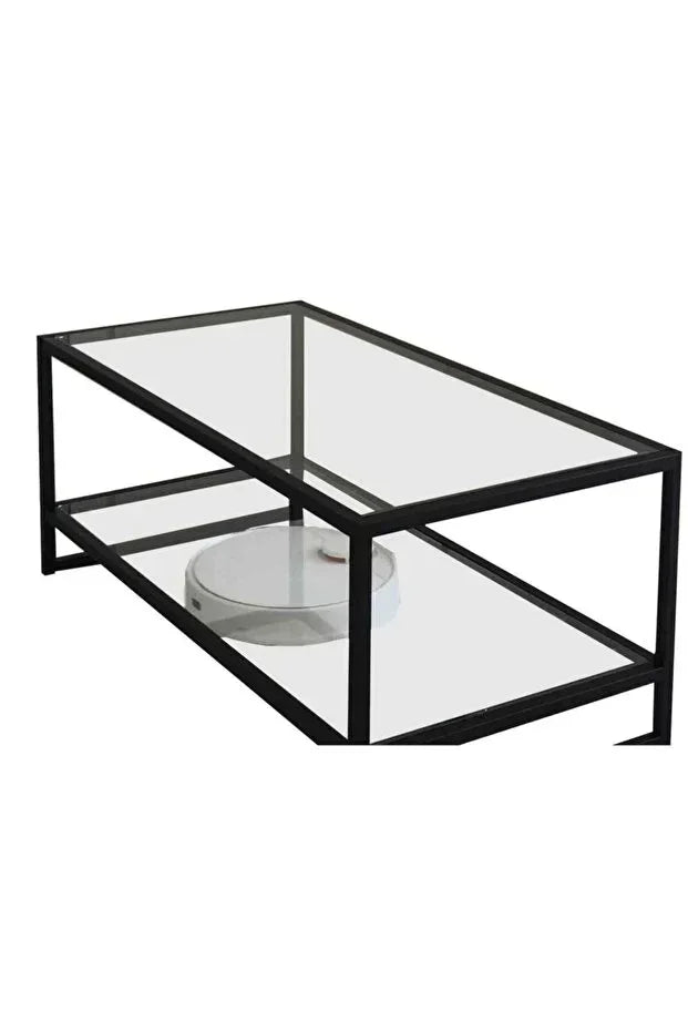 Coffee Table - Steel - Glass - Black - 90x40x50 cm - Cataloug