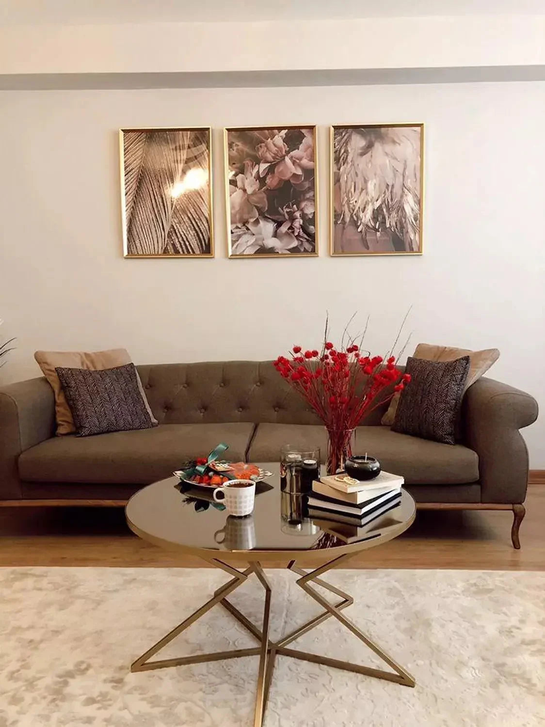 Coffee Table - Steel - Glass - Gold - 75x75x50 cm - Cataloug