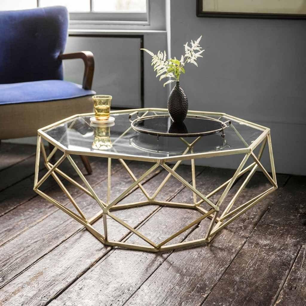 Coffee Table - Steel - Glass - Gold - 90x90x50 cm - Cataloug