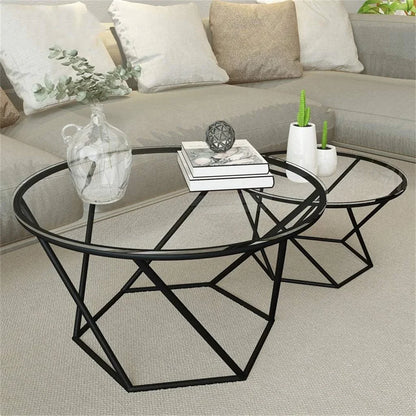Coffee Table - Steel - Glass - Black - 80x50x50 cm - Cataloug