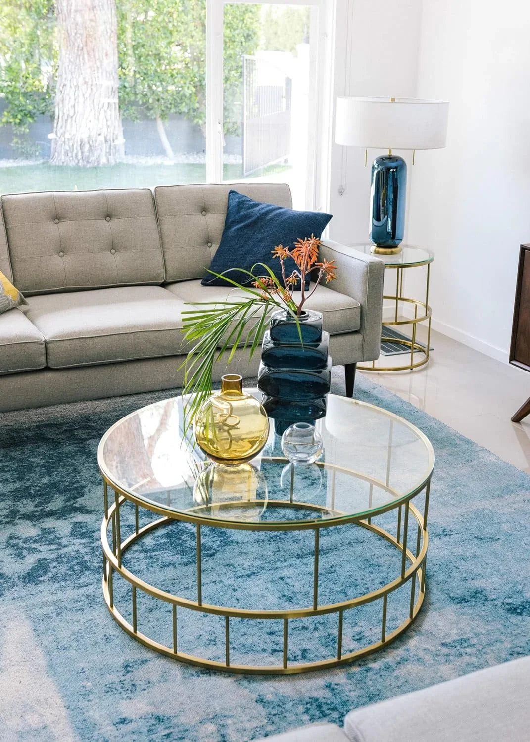 Coffee Table - Steel - Glass - Gold - 70x70x50 cm - Cataloug