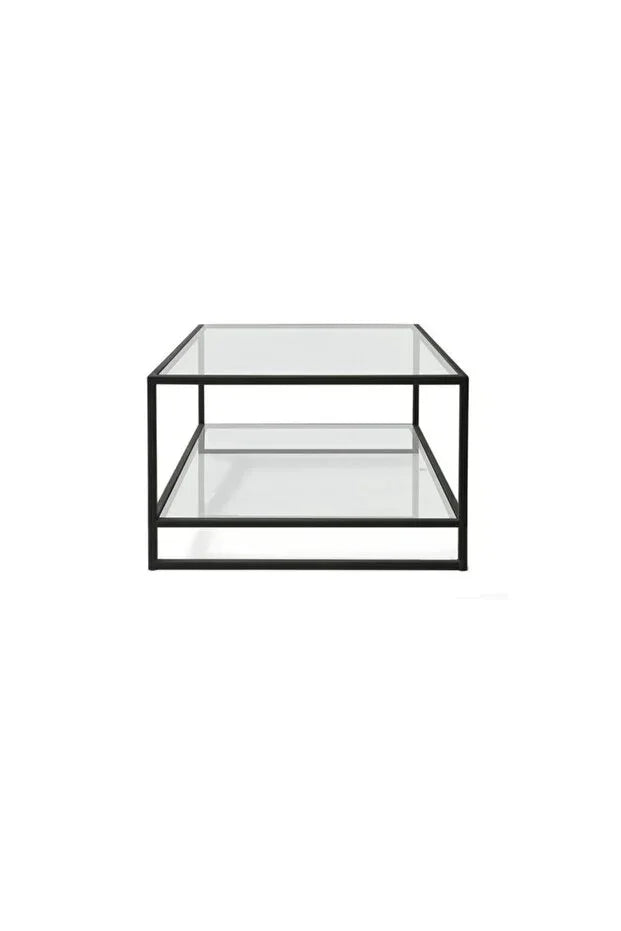 Coffee Table - Steel - Glass - Black - 90x40x50 cm - Cataloug