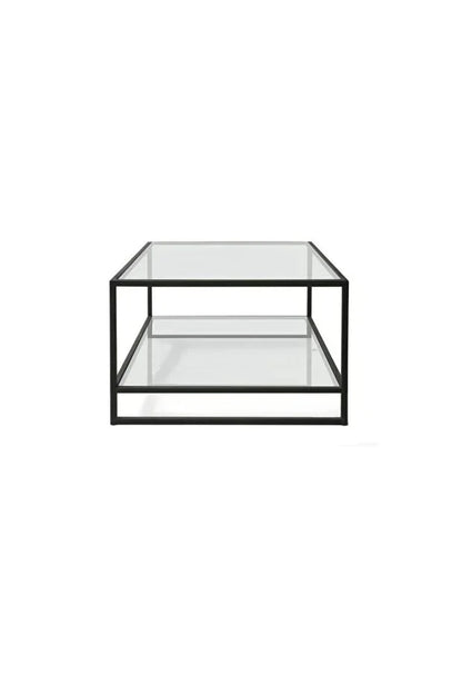 Coffee Table - Steel - Glass - Black - 90x40x50 cm - Cataloug
