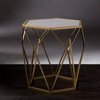 Side Table - Steel - Glass - Gold - 50x50x60 cm - Cataloug