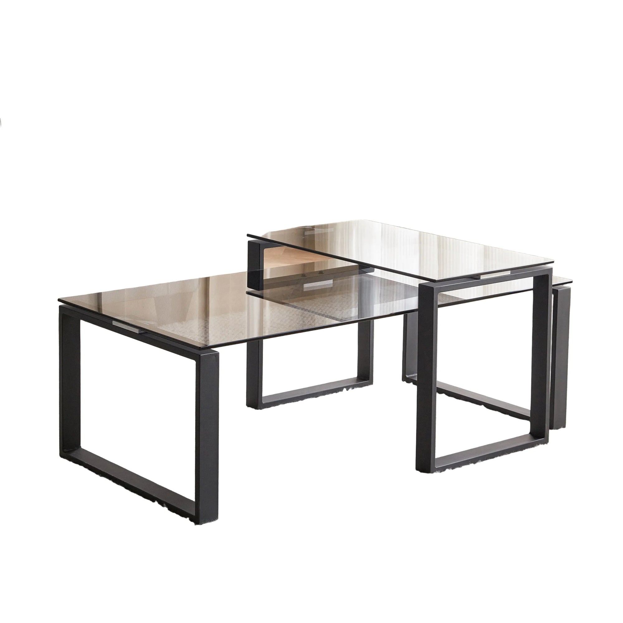 Coffee Table - Steel - Glass - Black - 100x50x50 cm - Cataloug