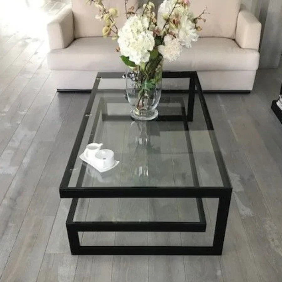 Coffee Table - Steel - Glass - Black - 100x60x40 cm - Cataloug