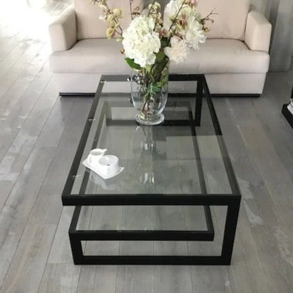 Coffee Table - Steel - Glass - Black - 100x60x40 cm - Cataloug