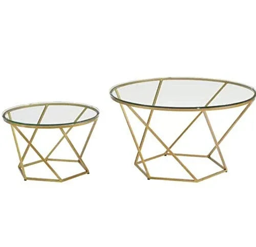 Coffee Table - Steel - Glass - Gold - 80x80x50 cm - Cataloug