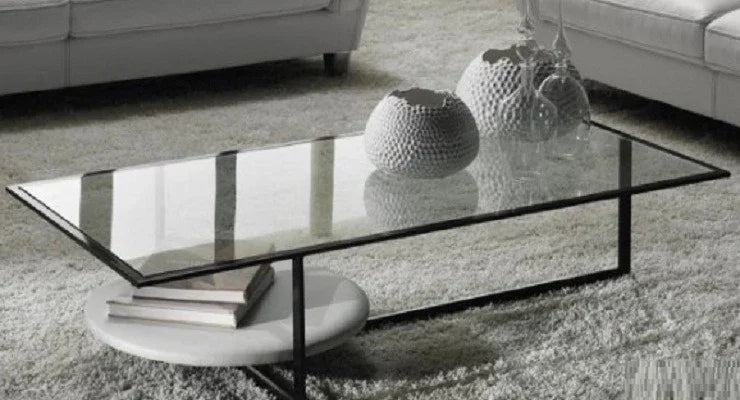 Coffee Table - Steel - Glass - Black - 100x50x40 cm - Cataloug