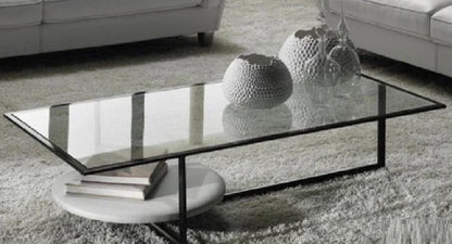 Coffee Table - Steel - Glass - Black - 100x50x40 cm - Cataloug