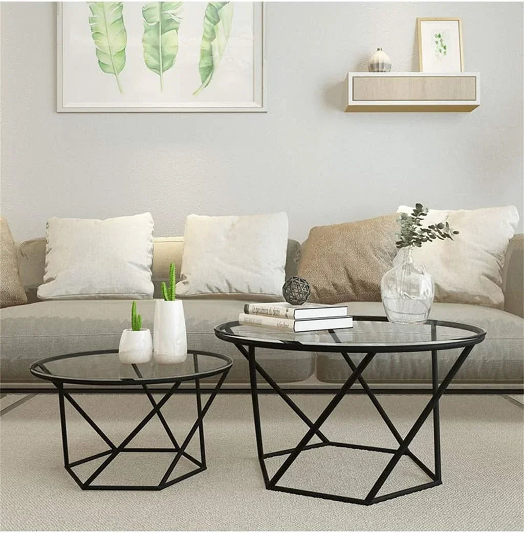 Coffee Table - Steel - Glass - Black - 80x50x50 cm - Cataloug