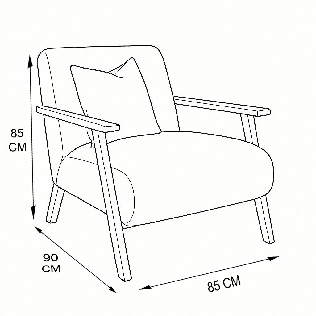 Chair - Oak Wood - Linen- Multi color - 85x85x90 cm - Cataloug