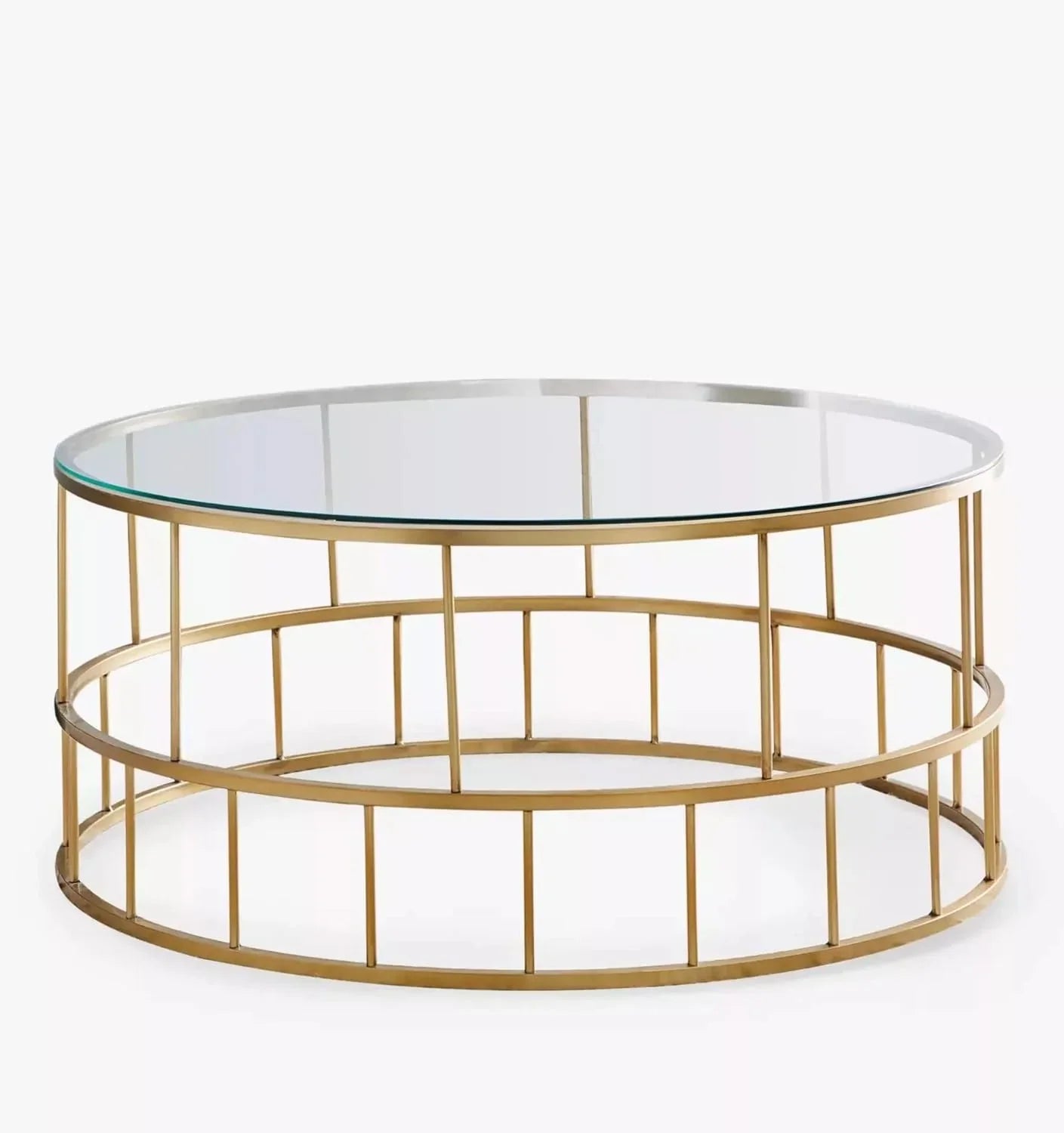 Coffee Table - Steel - Glass - Gold - 70x70x50 cm - Cataloug