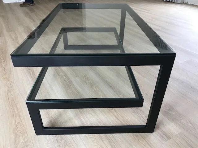 Coffee Table - Steel - Glass - Black - 100x60x40 cm - Cataloug