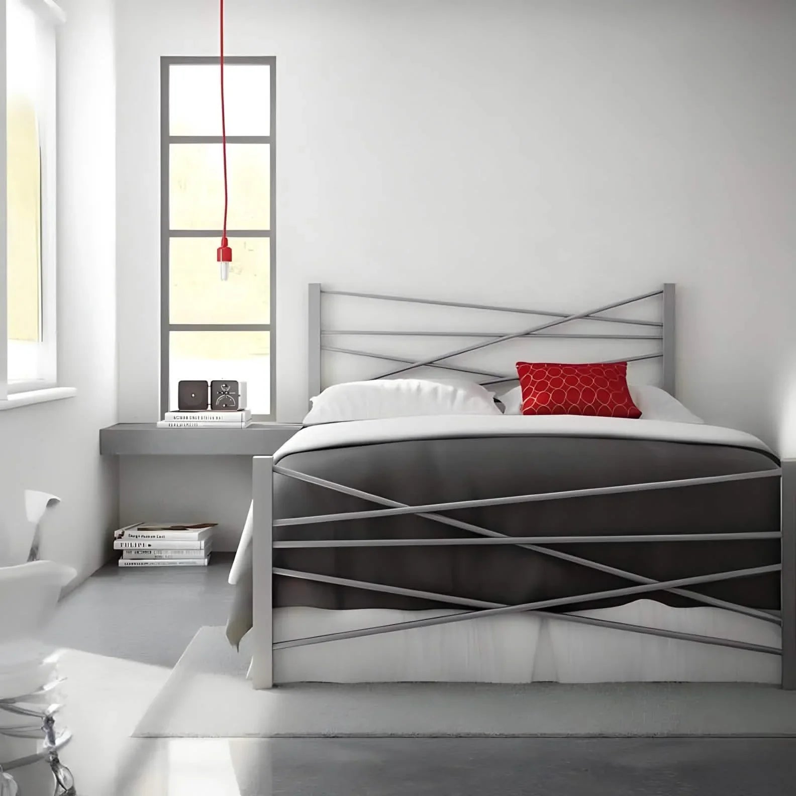 Bed - Steel - Grey - 120x200x125 cm - Cataloug