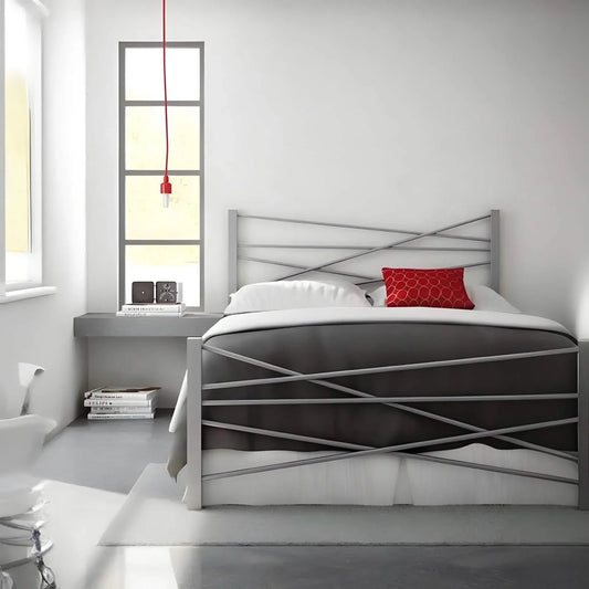 Bed - Steel - Grey - 120×200×125 cm