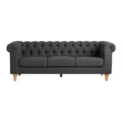 3 Seat Sofa - Beech Wood - Linen Fabric - Grey - 230x90 cm - Cataloug
