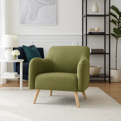 Arm Chair - Beech Wood - Linen - Green - 80??80??90 cm - Cataloug